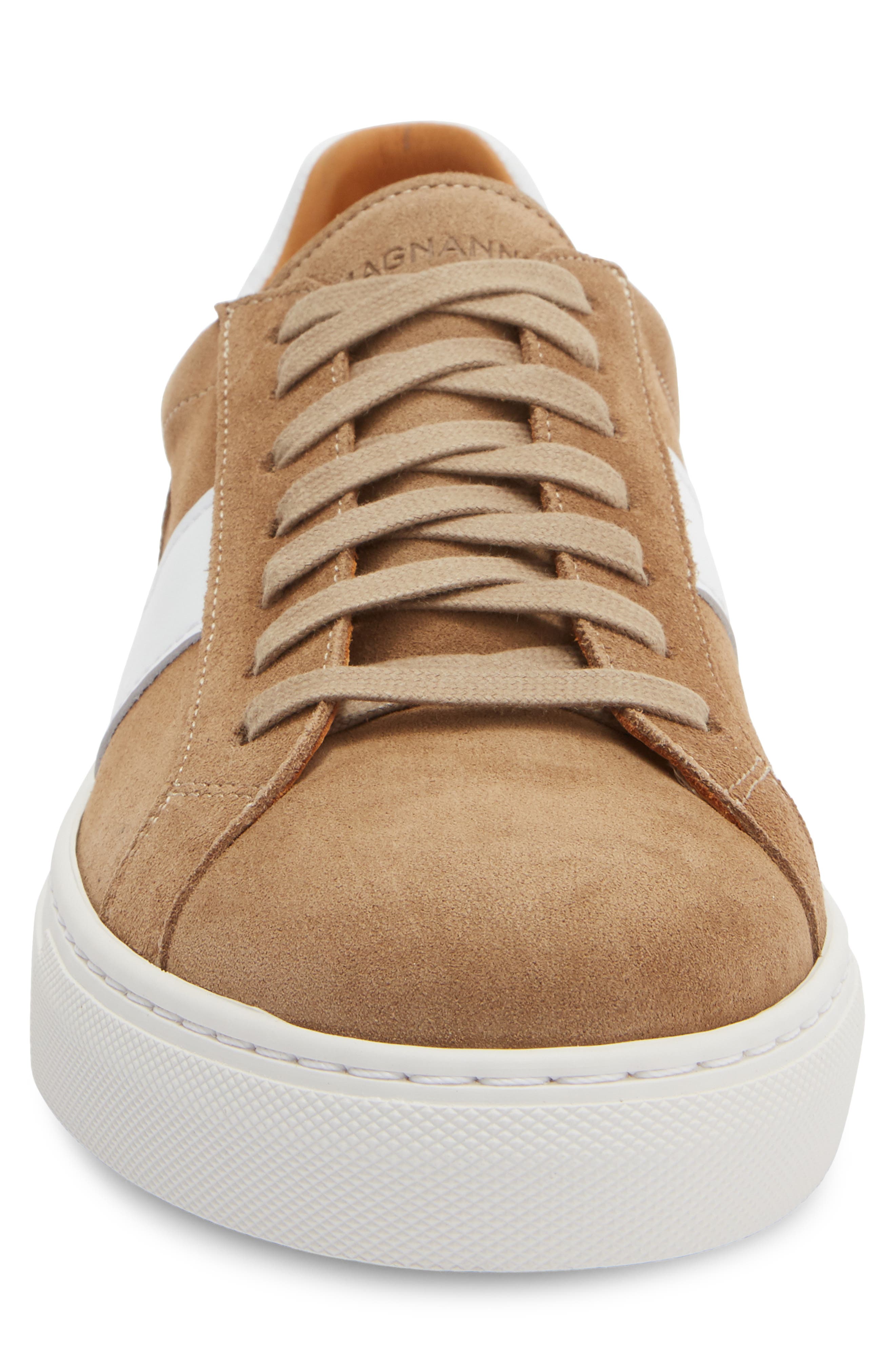 Magnanni Ashley Stripe Suede & Leather Sneaker, Alternate, color, Castoro / White