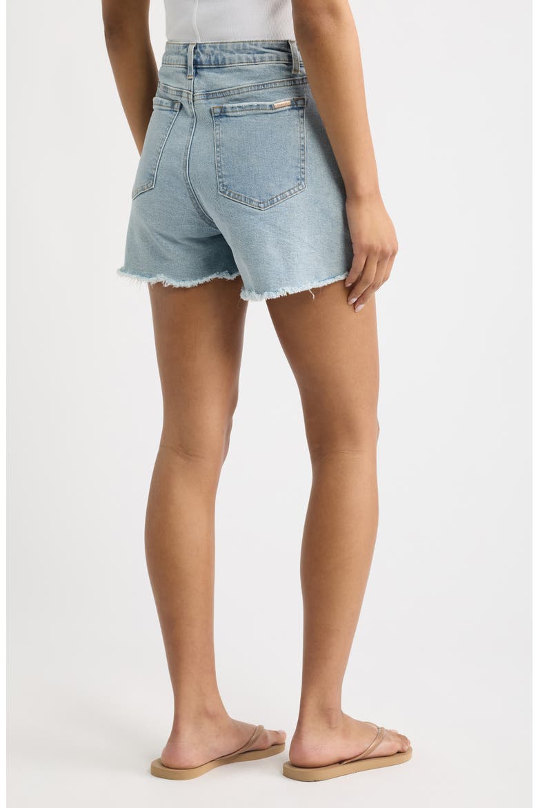 Imitation Pearl and Crystal Denim Cutoff Shorts, Alternate, color, LIGHT INDIGO