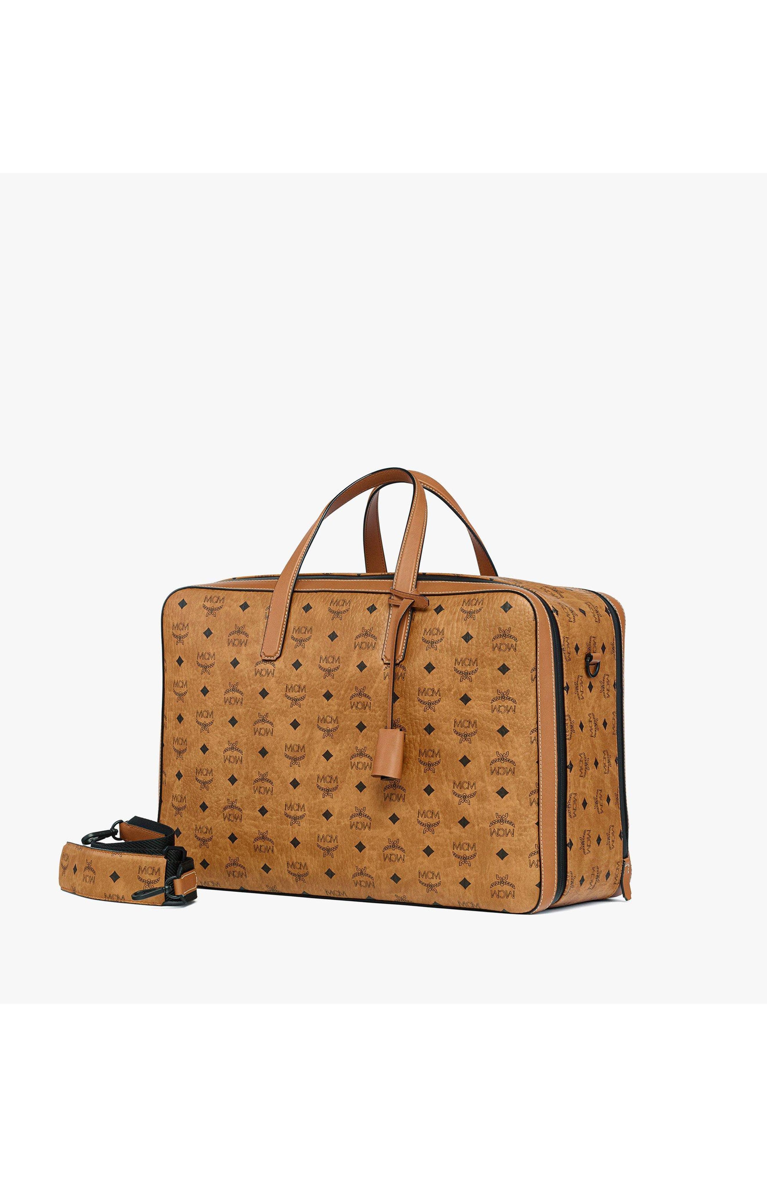 MCM Ottomar Garment Bag in Visetos, Alternate, color, Cognac