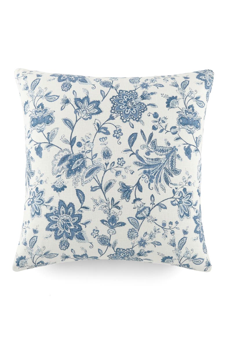 Jacobean Floral Cotton Throw Pillow, Main, color, LIGHT BLUE