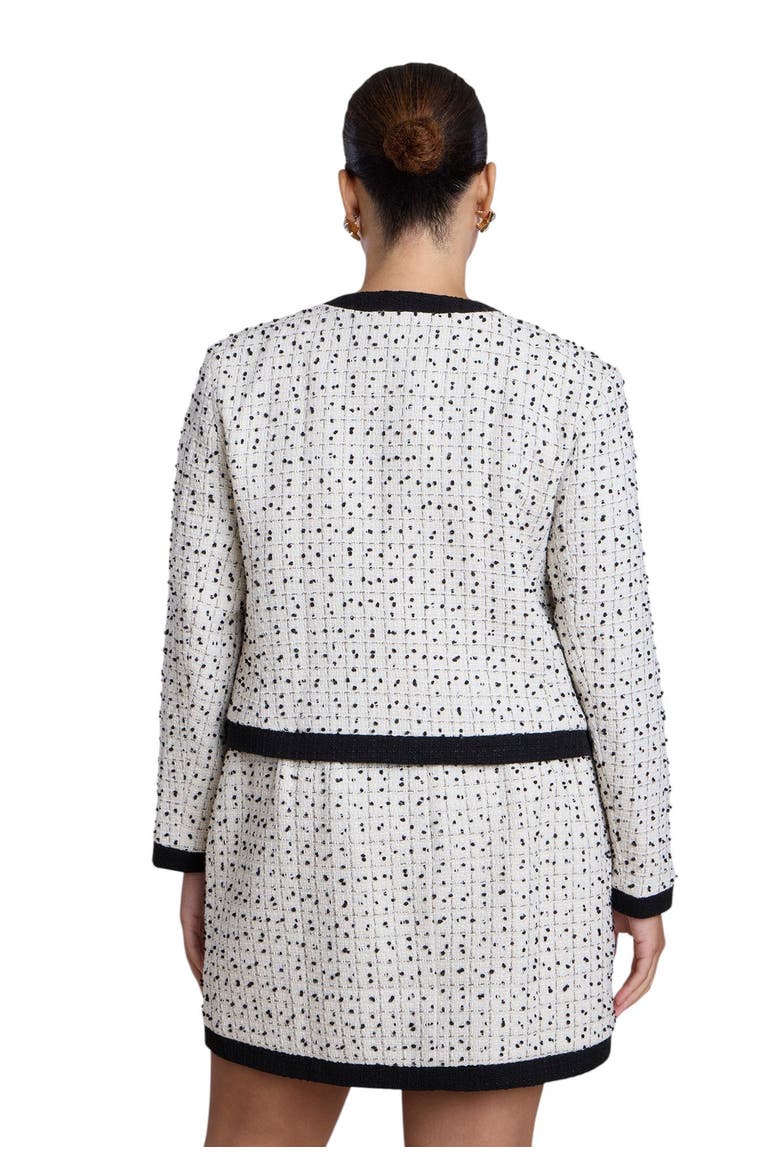 Tipped Tweed Boxy Jacket (plus), Alternate, color, BLACK WHITE