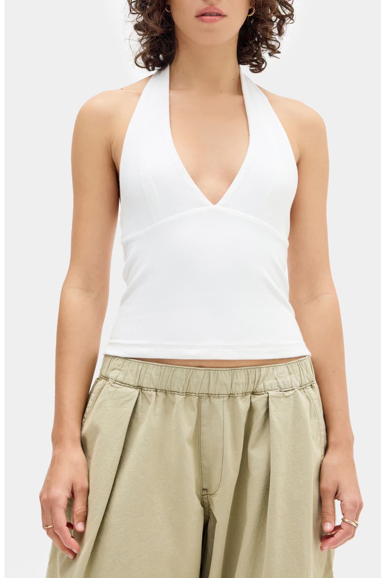 Jersey Halter Top, Main, color, WHITE