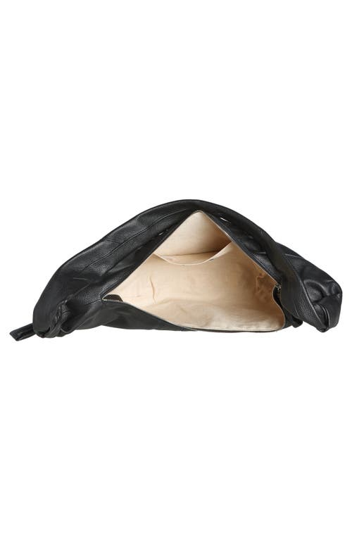 Lemaire Large Croissant Leather Bag In Black
