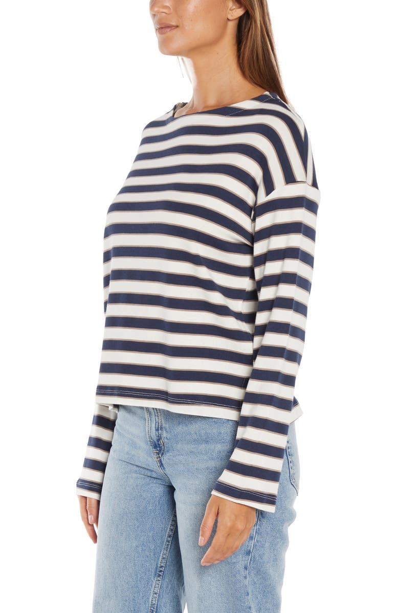 Three Dots Rumi Stripe Long Sleeve Cotton & Modal T-Shirt, Alternate, color, 