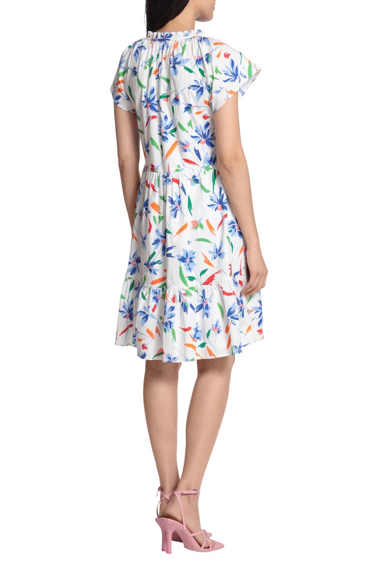 Floral Tie Neck Dress, Alternate, color, SOFT WHITE/ FRENCH BLUE