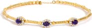 Haus of Brilliance 18K Yellow Gold Purple Amethyst and 1/3 Cttw Diamond Halo Station Bracelet