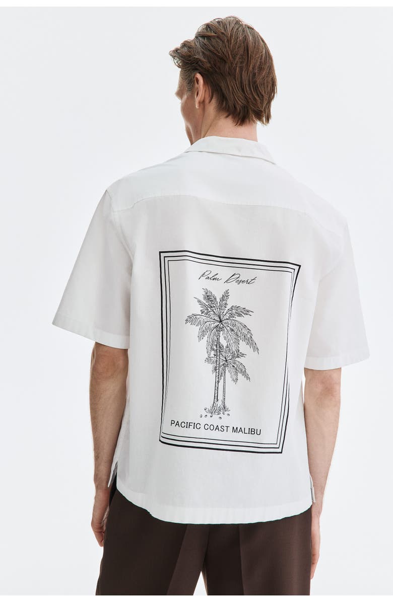 H&M Relaxed-fit printed resort shirt, Alternate, color, White/Palm Desert