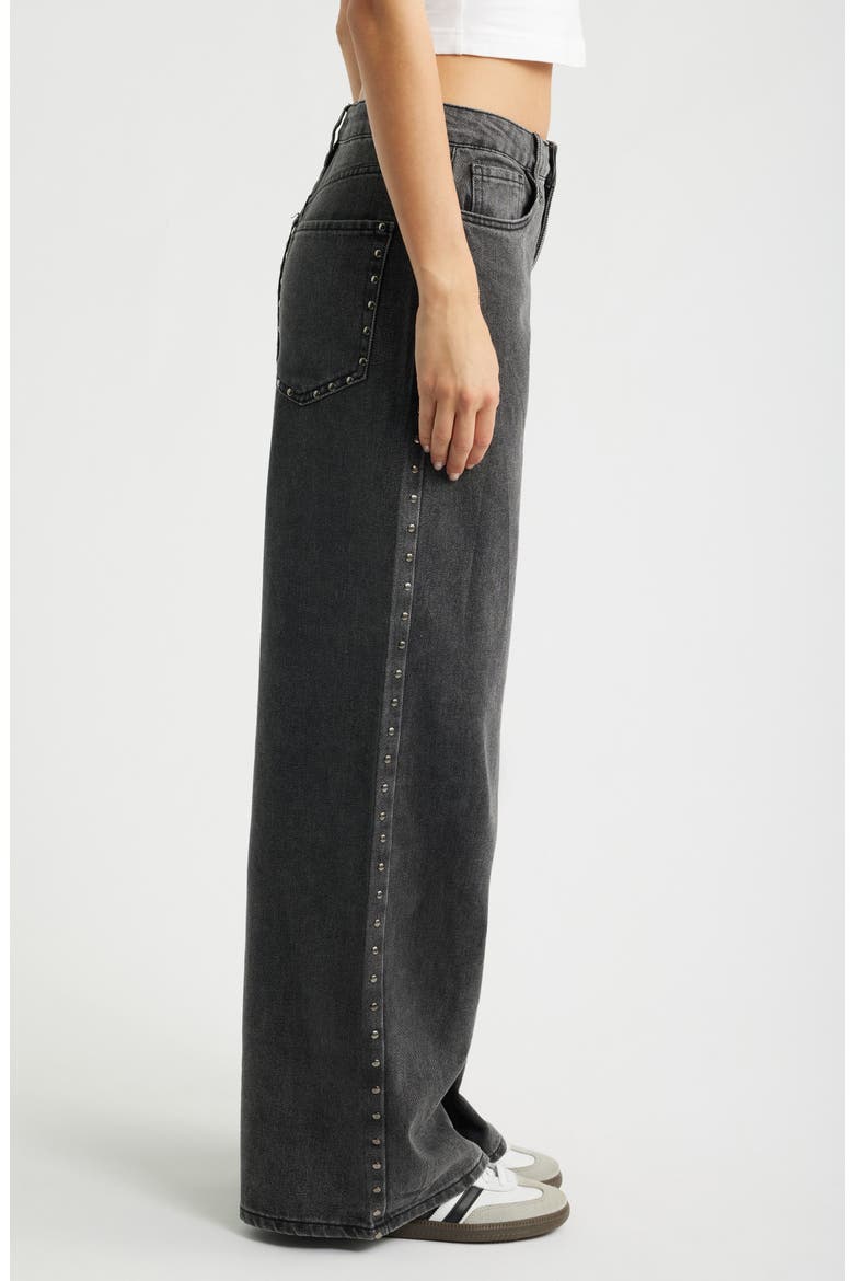 Stud Embellished Relaxed Extra Baggy Wide Leg Jeans, Alternate, color, WASHED BLACK