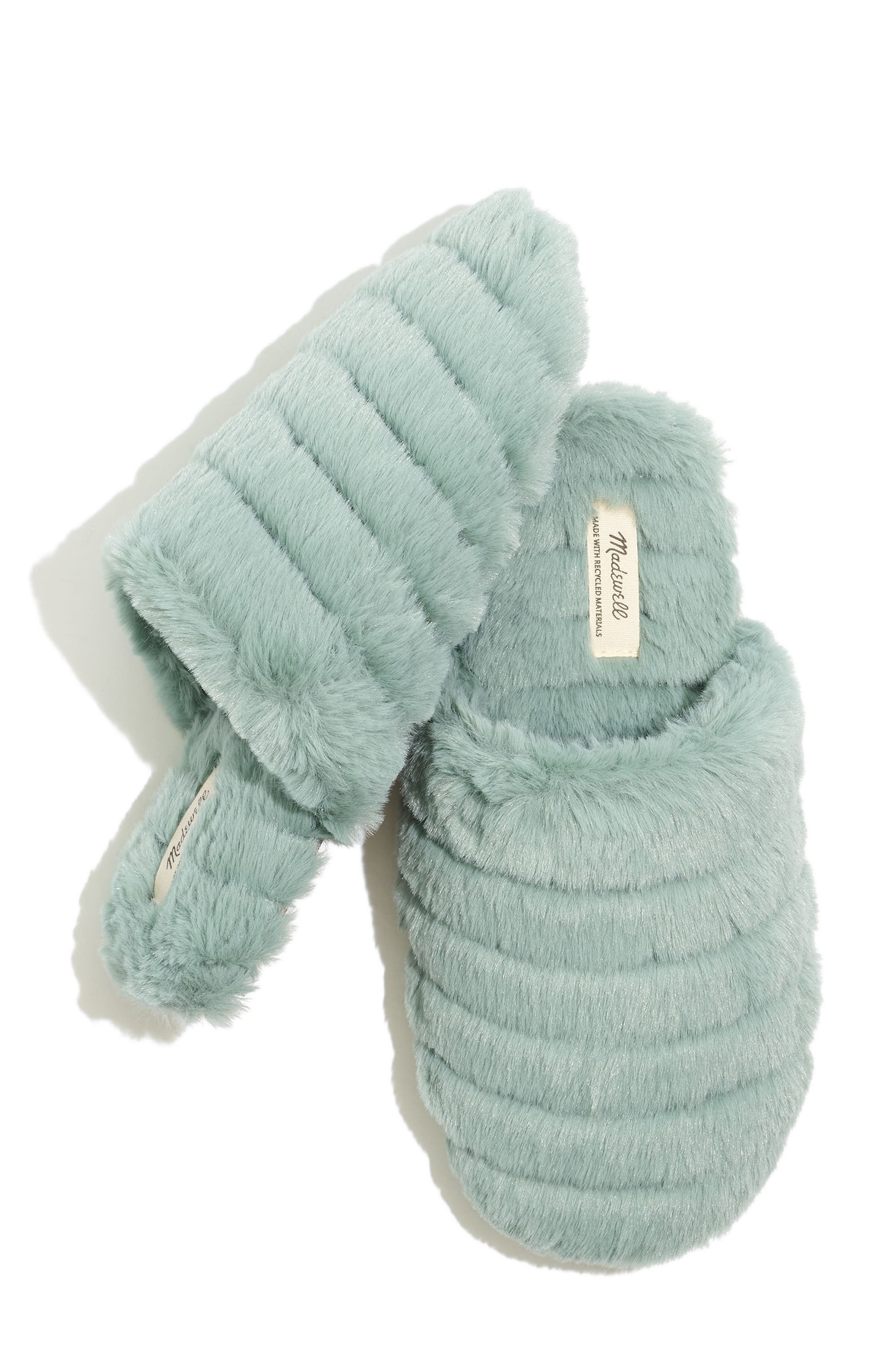 Madewell Recycled Faux Fur Quilted Scuff Slipper, Alternate, color, 