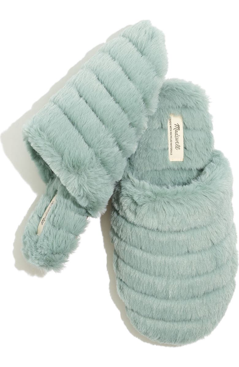 Madewell Recycled Faux Fur Quilted Scuff Slipper, Alternate, color,