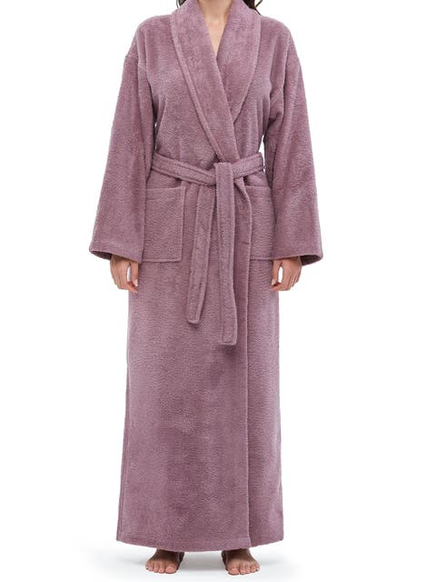 Womens Classic Shawl Collar Ankle Length Terry Bathrobe