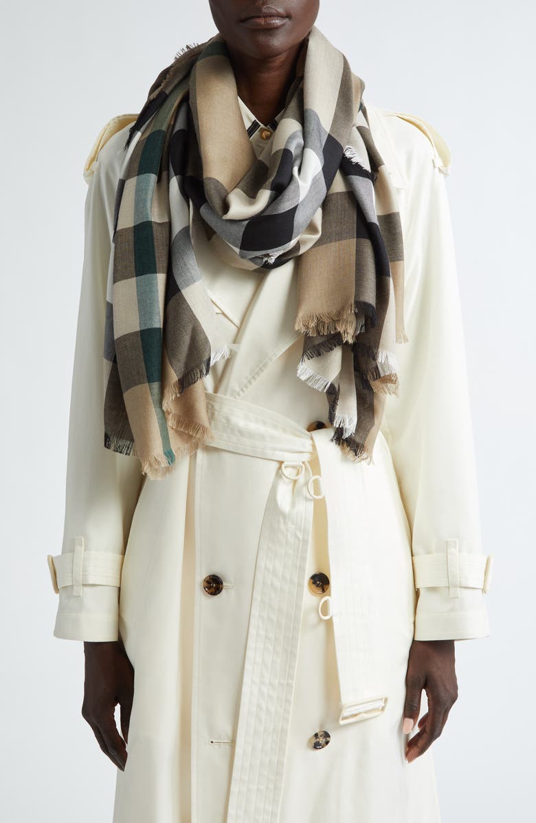 Burberry Check Lightweight Cashmere & Silk Scarf, Alternate, color,