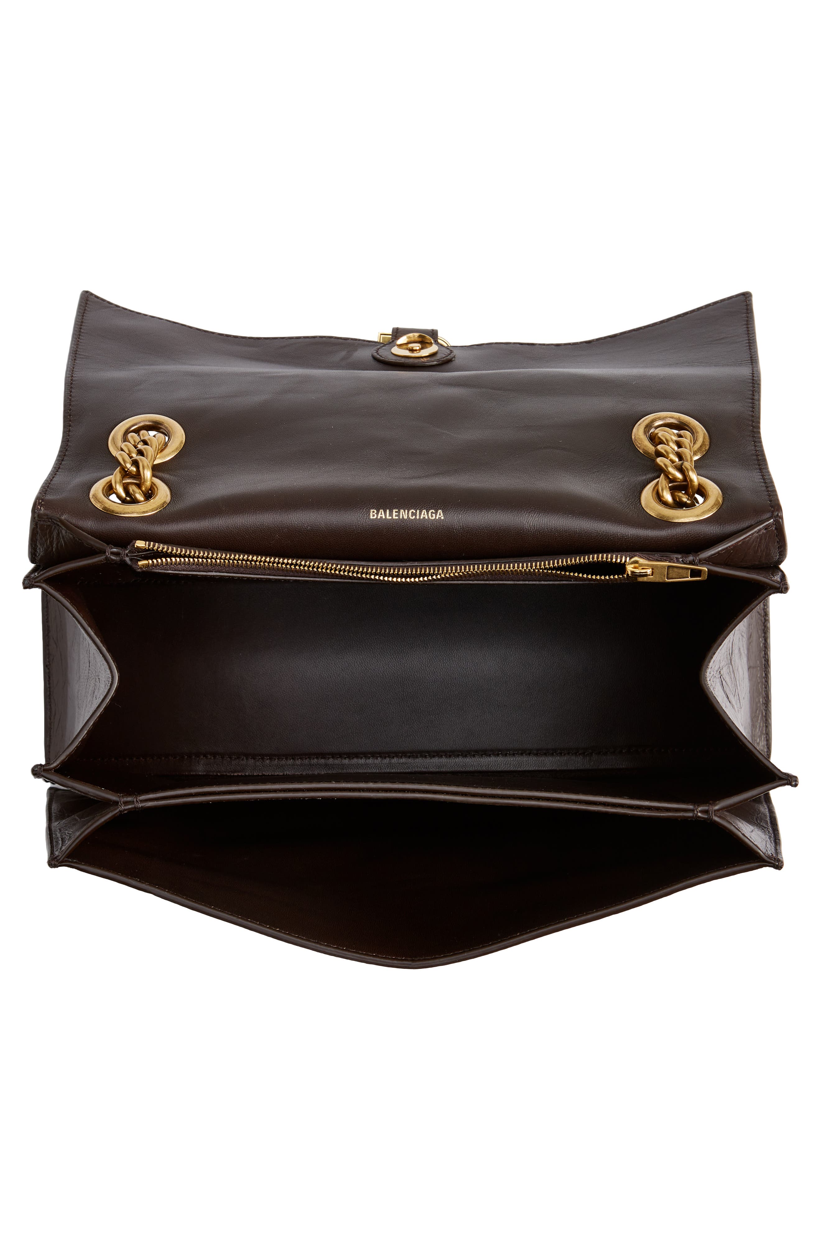 Balenciaga Crush Leather Shoulder Bag, Alternate, color, 