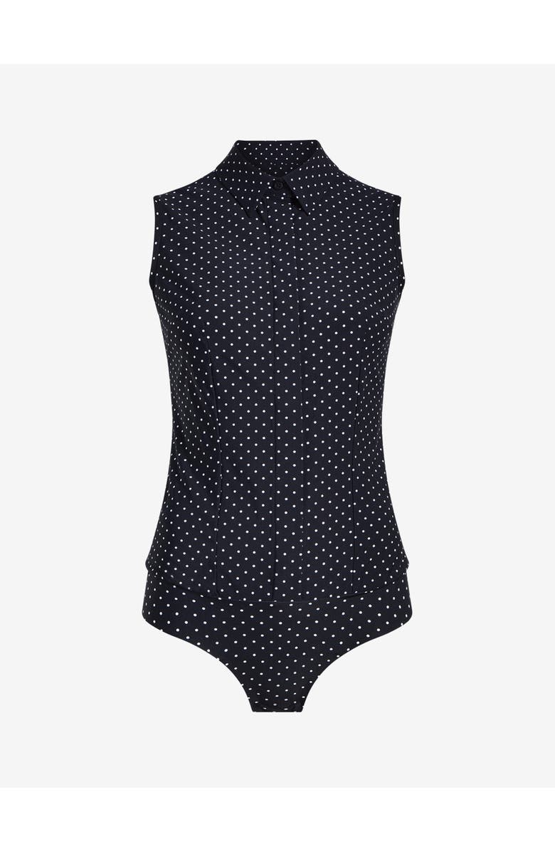 Commando Classic Printed Sleeveless Button Down Bodysuit, Alternate, color, Black/White Polka Dot