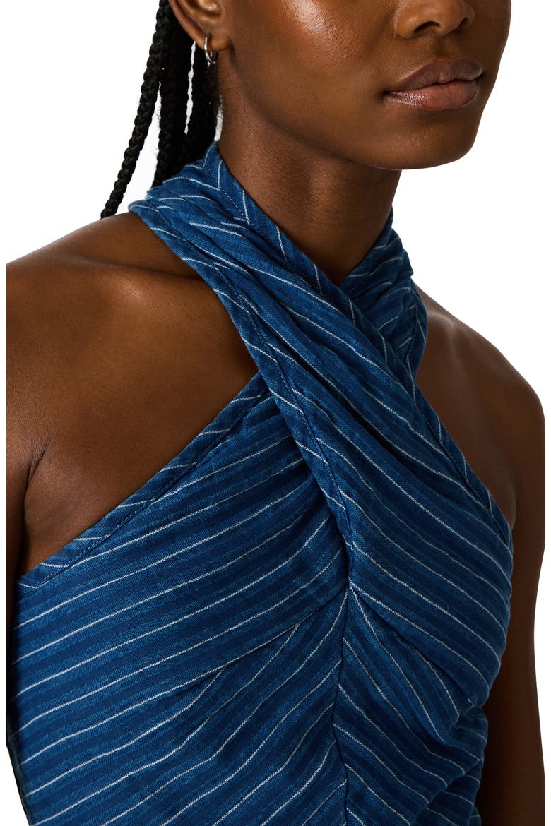 Winnie Stripe Cotton & Linen Crop Top, Alternate, color, MIXED INDIGO