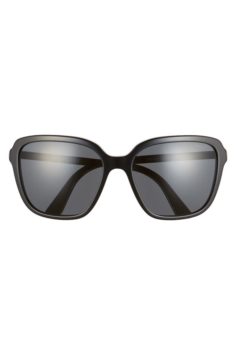 Pillow 58mm Square Sunglasses, Alternate, color, BLACK