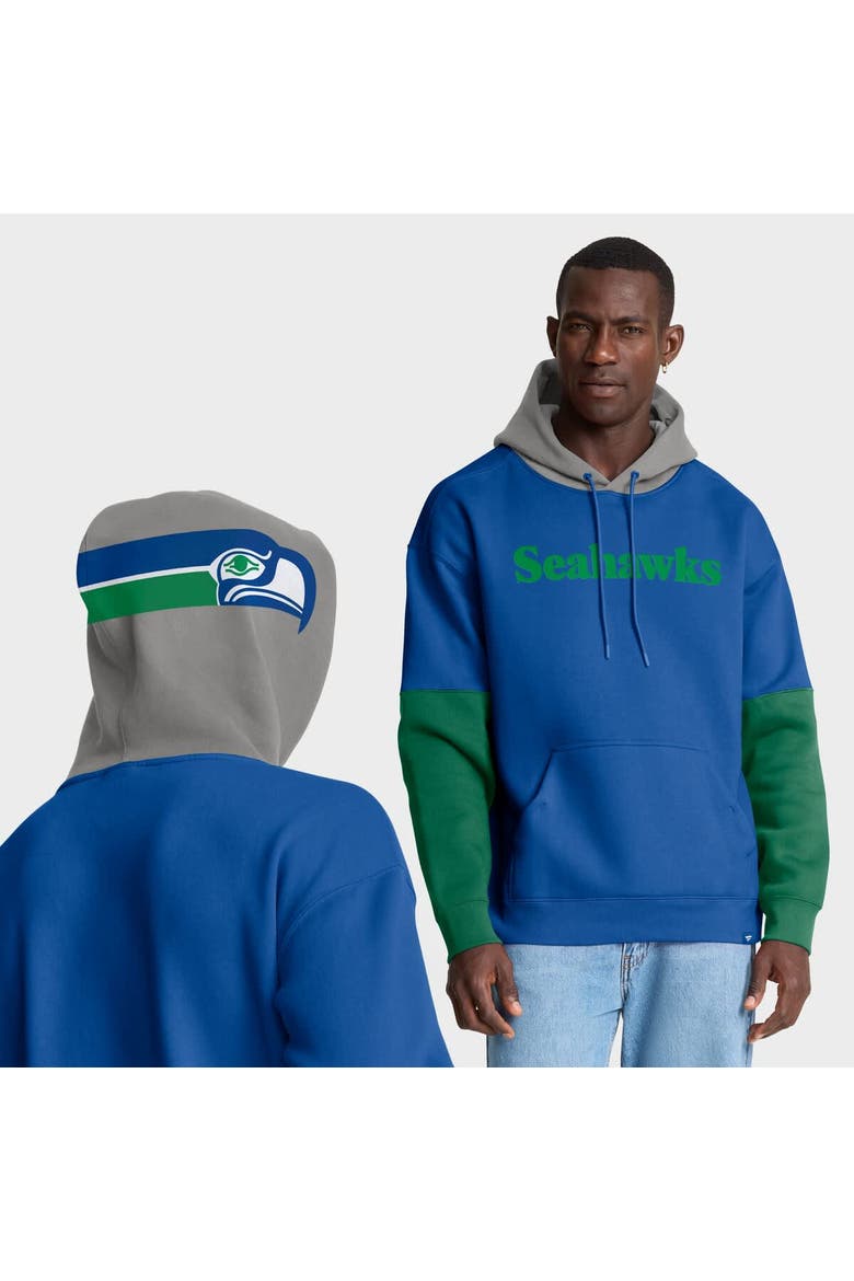 Men's Fanatics Royal Seattle Seahawks Helmet Retro Pullover Hoodie, Main, color, Royal