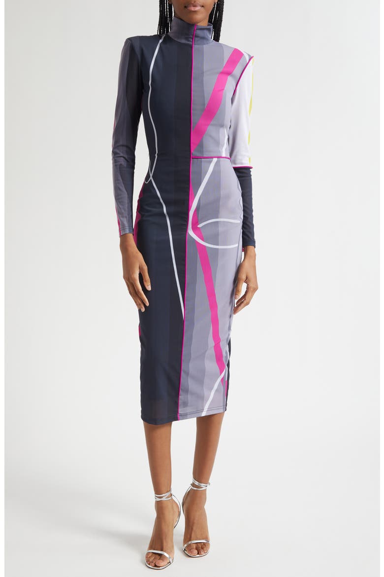 Neeta Stripe Long Sleeve Midi Dress, Main, color, PRINT