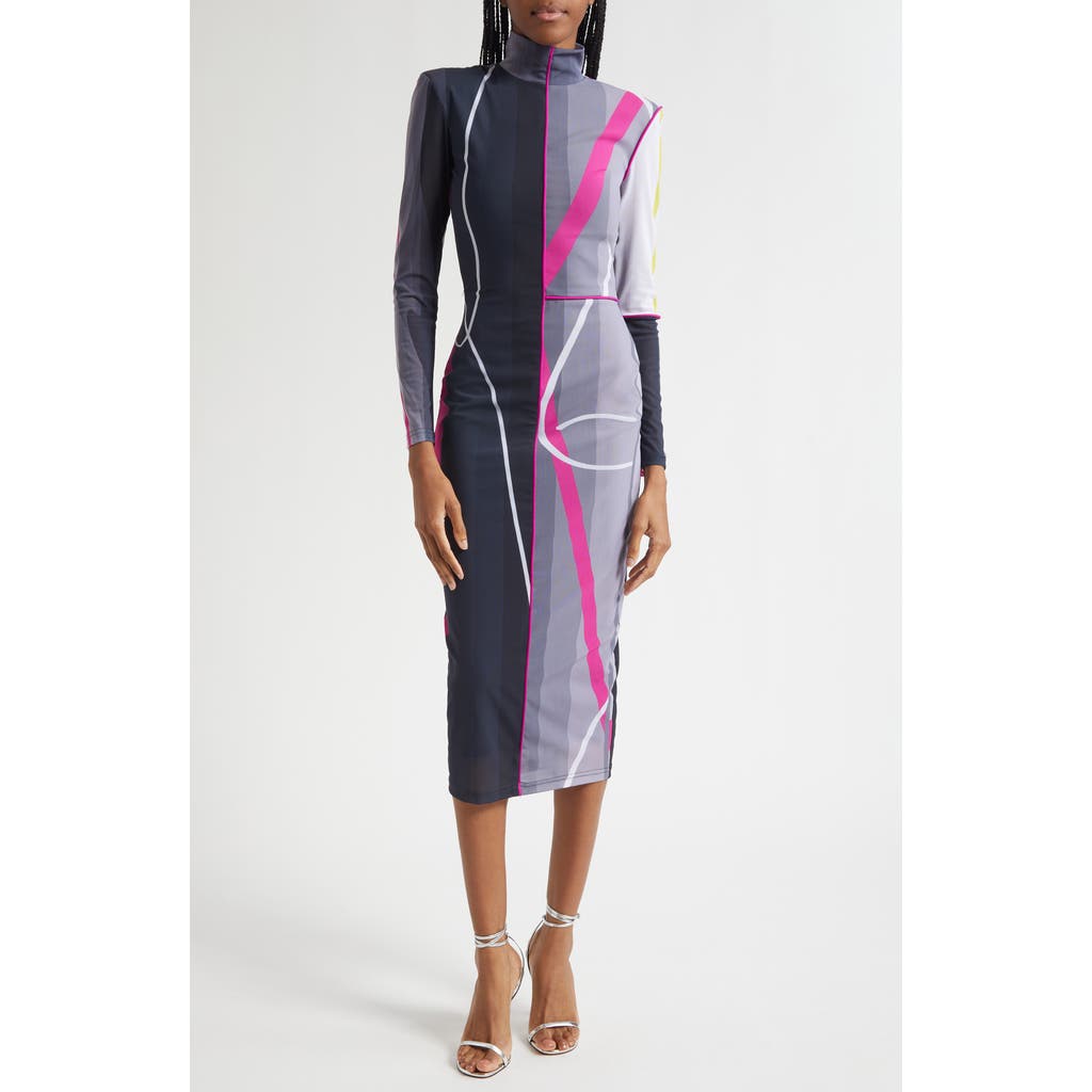 Israella Kobla Neeta Stripe Long Sleeve Midi Dress In Blue