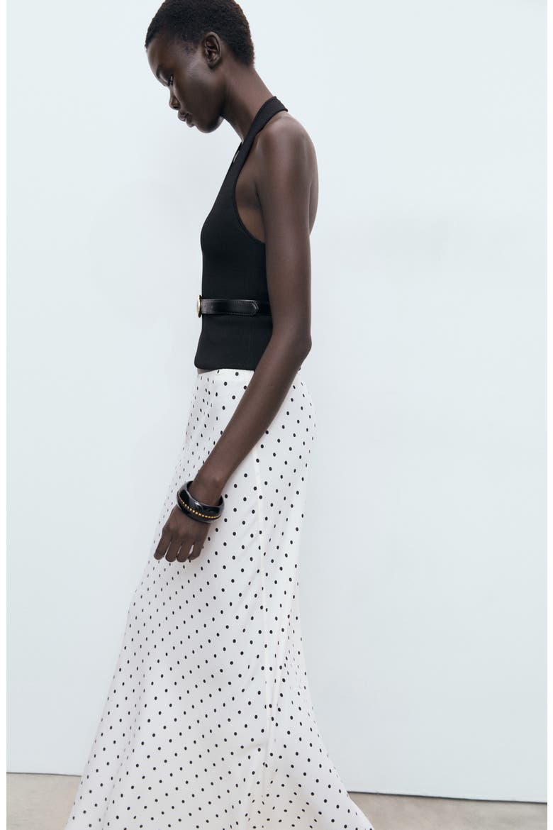 Polka Dot Maxi Skirt, Alternate, color, OFF WHITE