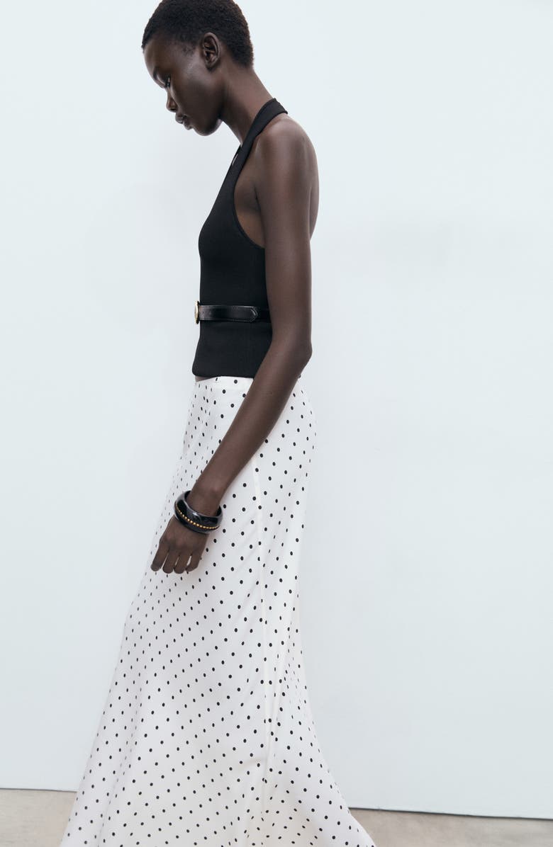 MANGO Polka Dot Maxi Skirt, Alternate, color, Off White