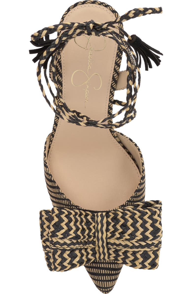 Jessica Simpson Hirlia Pointed Toe Ankle Tie Pump, Alternate, color, Natural/ Black