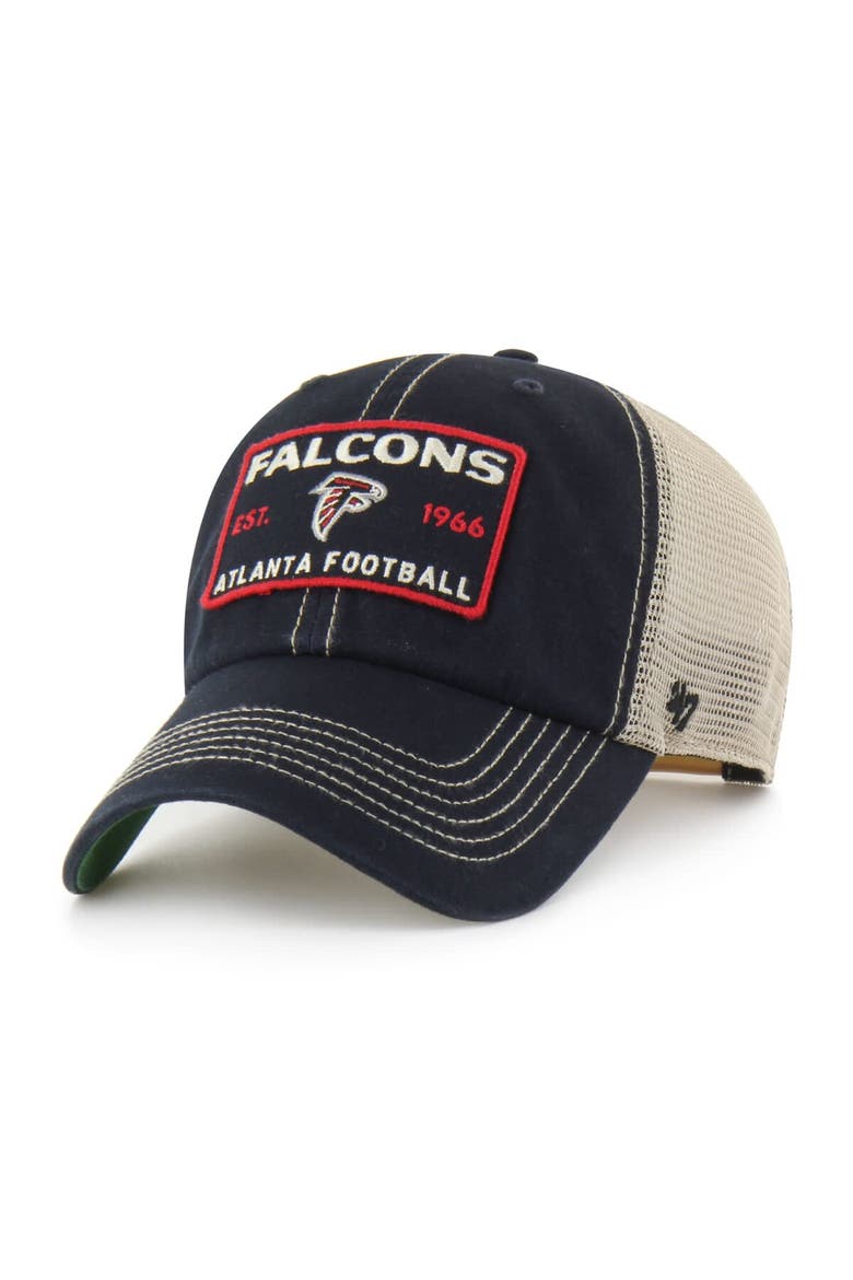 Men's '47  Black Atlanta Falcons Wabash Trucker Clean Up Adjustable Hat, Main, color, Black