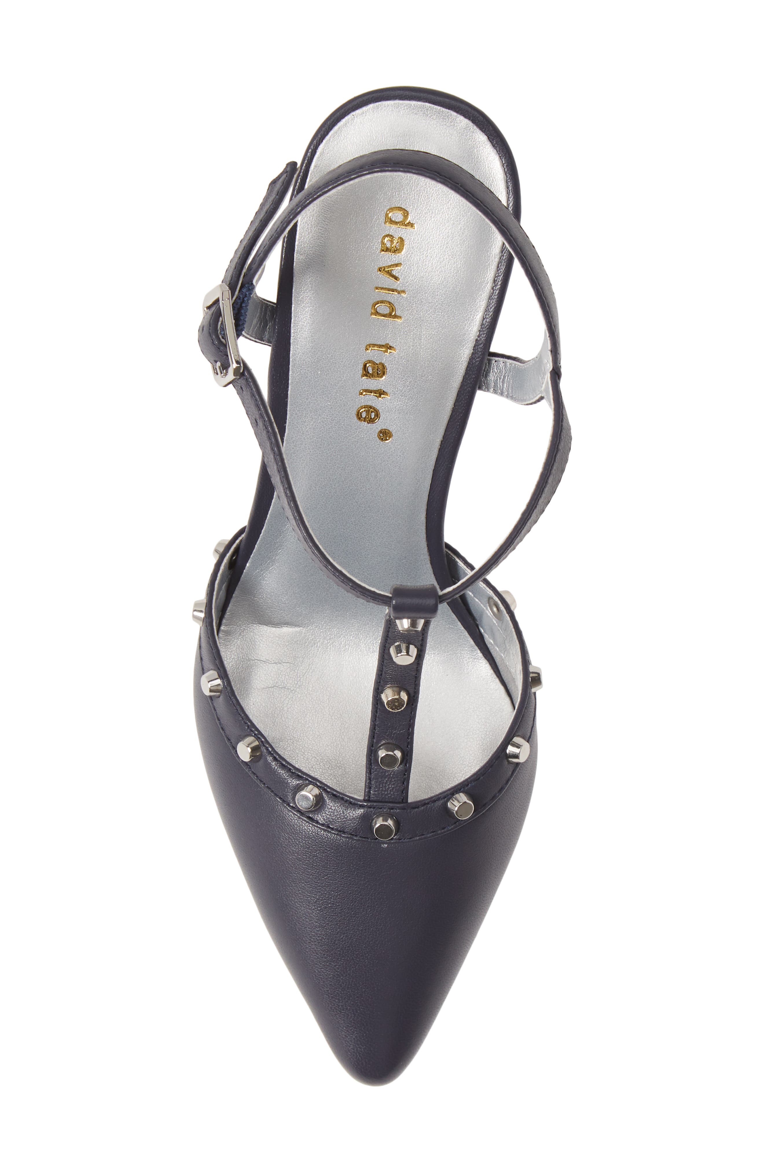 Valencia Studded Pointy Toe Pump, Alternate, color, NAVY LEATHER