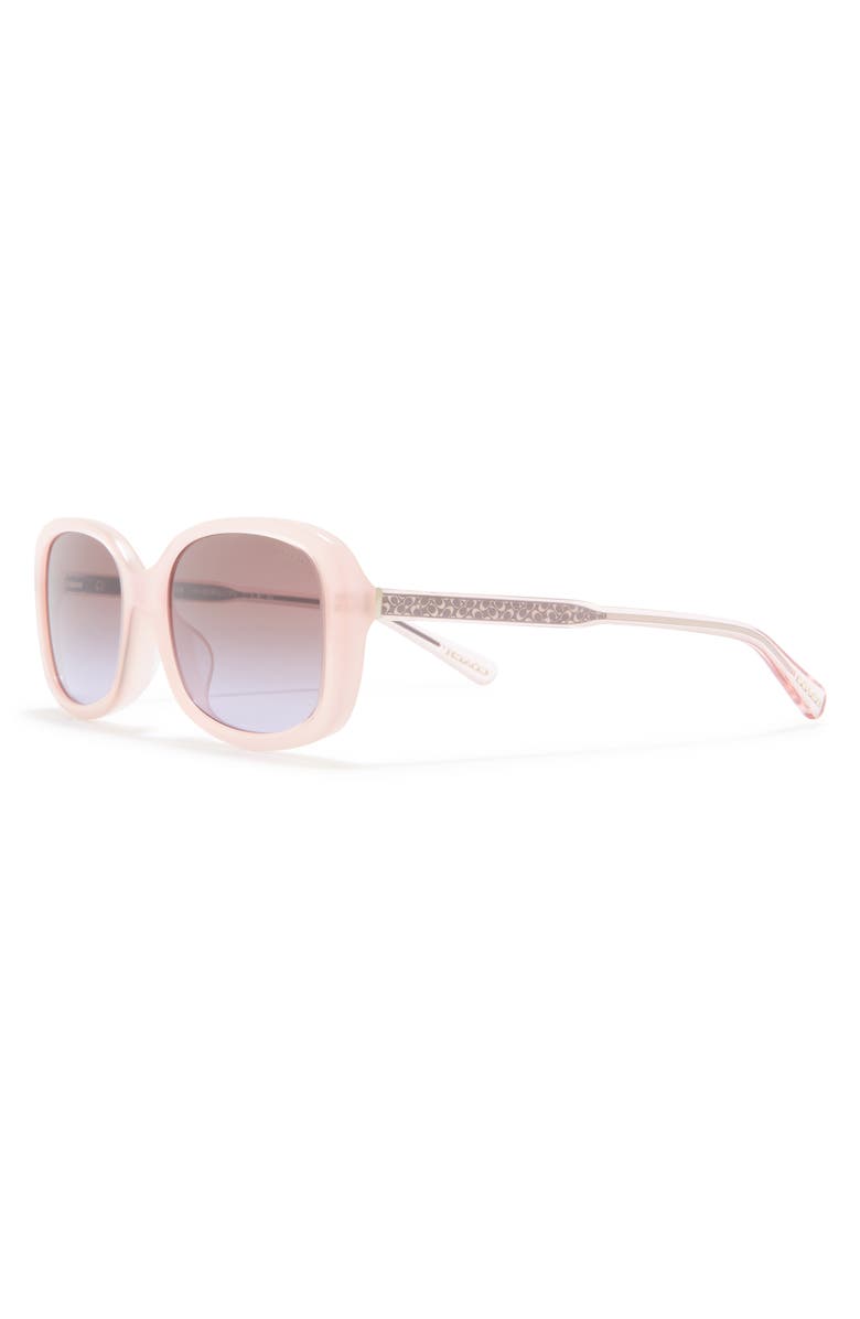 COACH 55mm Rectangle Sunglasses, Alternate, color, Milky Pink / Grey Gradient