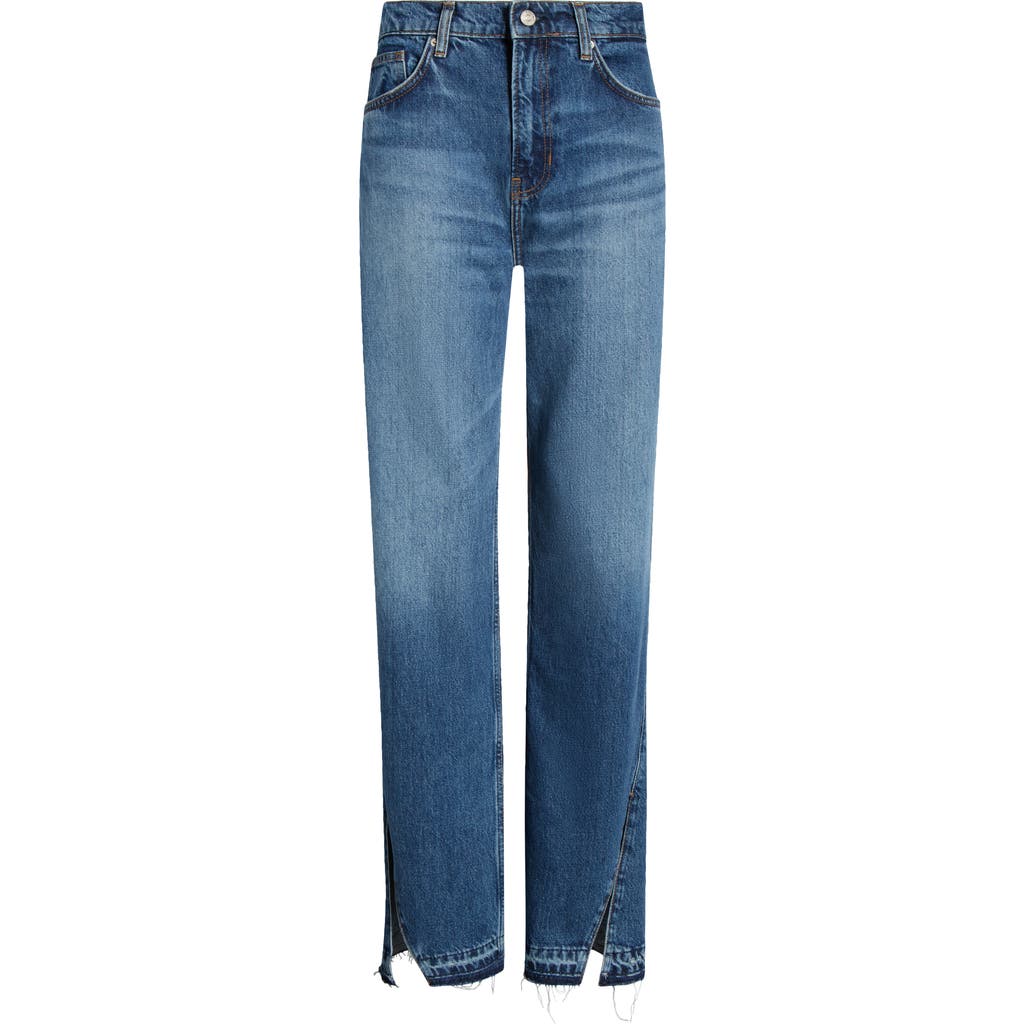 Reformation Val 90s Mid Rise Straight Jeans Maggiore Vented Let Down Hem In Blue