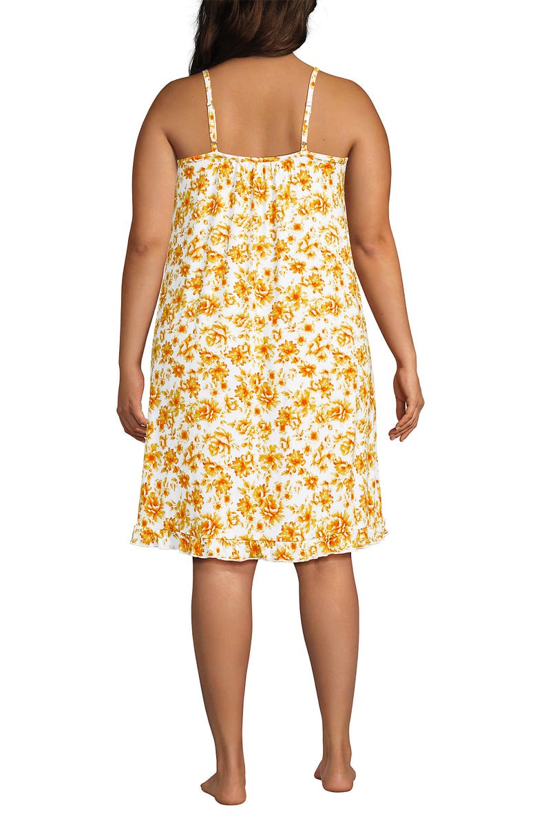 Lands' End Cooling Knee Length Slip Nightgown, Alternate, color, Pale Yellow Painted Floral