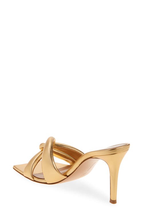 Gianvito Rossi Love Knot Metallic Square Toe Mules In Brown