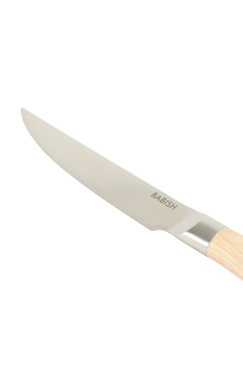 4-Piece German Stainless Steel Steak Knife Set with Pakka Wood Handles, Alternate, color, Natural