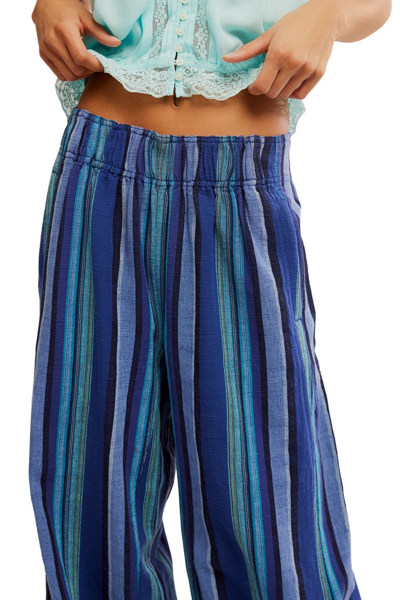 Days End Stripe Wide Leg Linen Pants, Alternate, color, NAVY COMBO