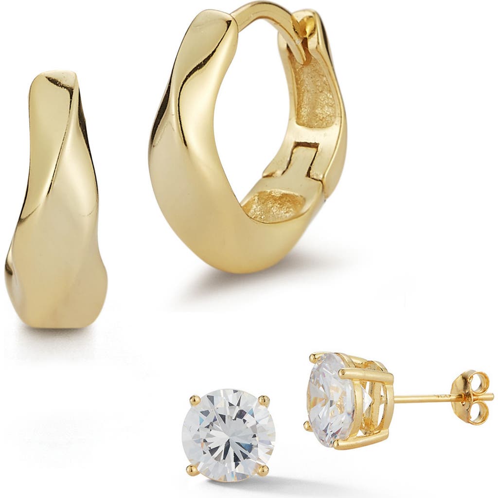 Glaze Jewelry Set Of 2 Cubic Zirconia Stud & Hoop Earrings