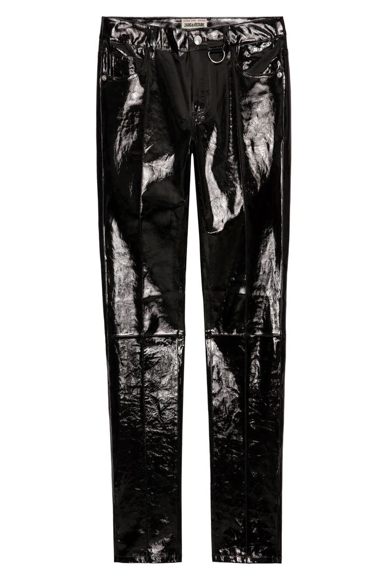 Peko Leather Pants, Alternate, color, NOIR
