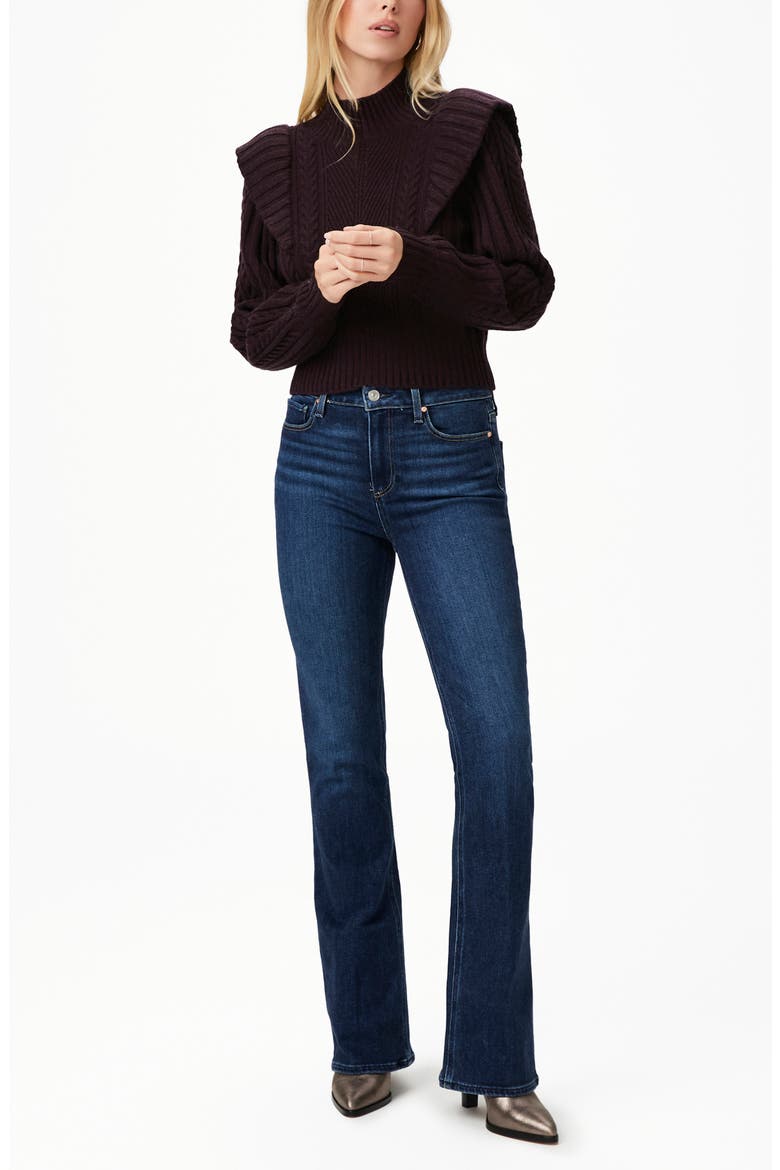 Kate Ruffle Accent Cable Knit Wool Blend Turtleneck Sweater, Alternate, color, BLK CHRY
