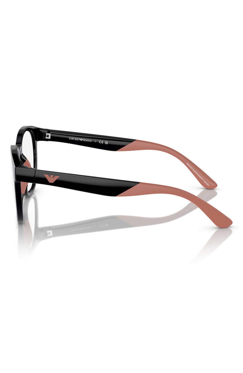 Emporio Armani 47mm Phantos Optical Glasses, Alternate, color, Shiny Black / Clear