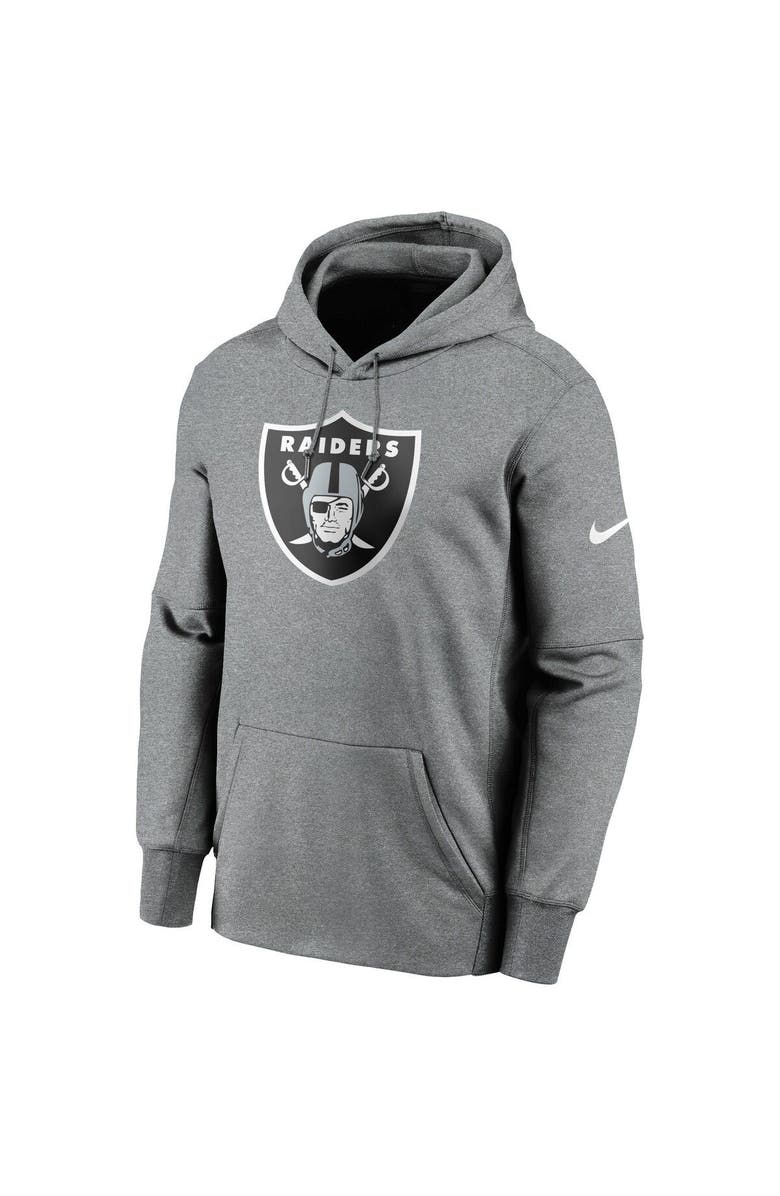 Nike Men's Nike Heathered Charcoal Las Vegas Raiders Fan Gear Primary Logo Therma Performance Pullover Hoodie, Alternate, color,