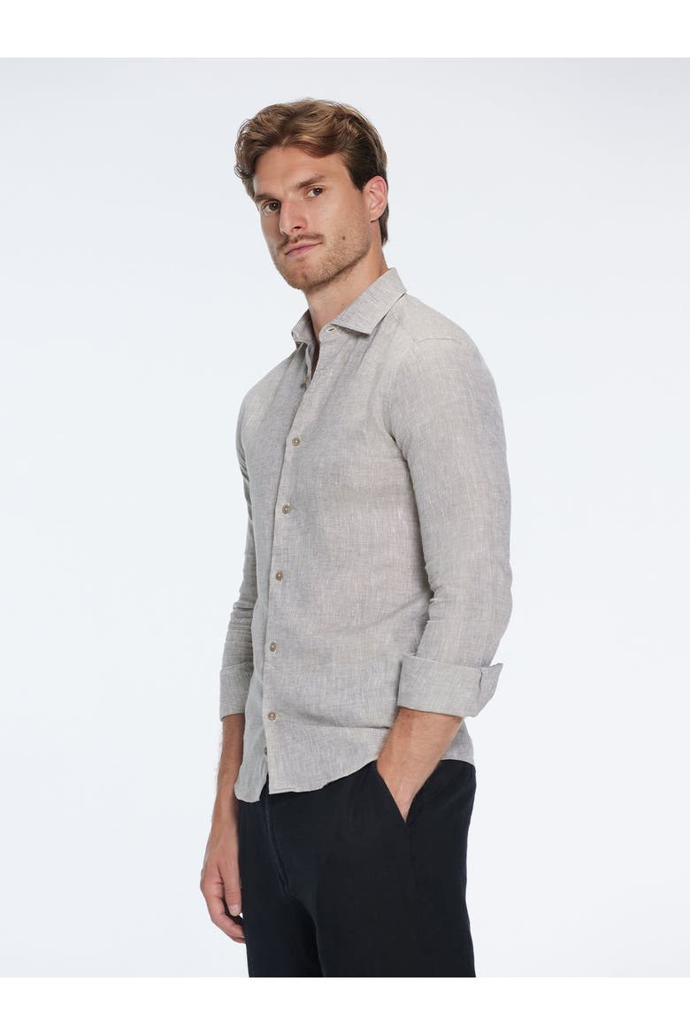 James Linen Slim-Fit Shirt, Alternate, color, Grey