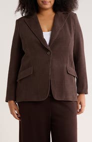 MAX STUDIO Peak Lapel Single Button Corduroy Blazer