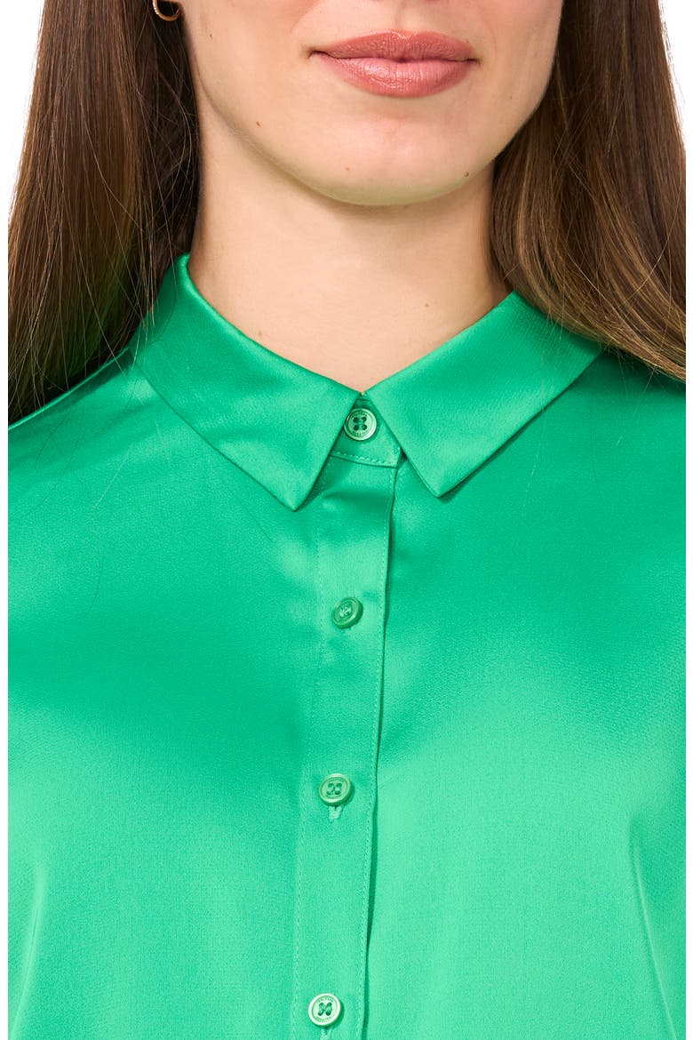 Satin Button-Up Shirt, Alternate, color, VIVID GREEN