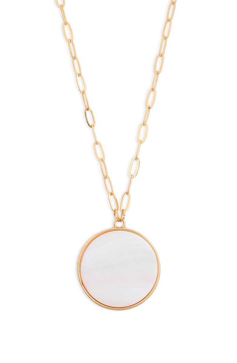 NORDSTROM RACK Pearlized Disc Pendant Necklace, Main, color, 
