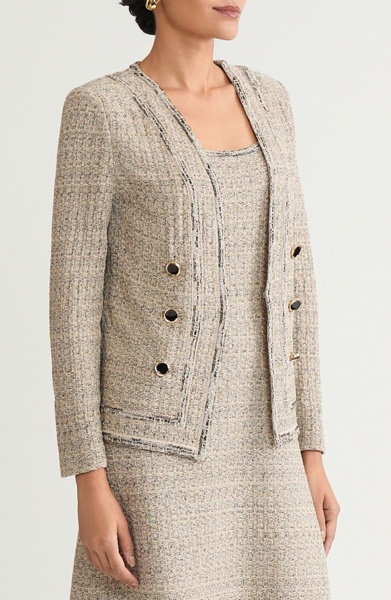 Ming Wang x Tanya Foster Shimmer Tweed Knit Jacket, Alternate, color, Gold/ Black