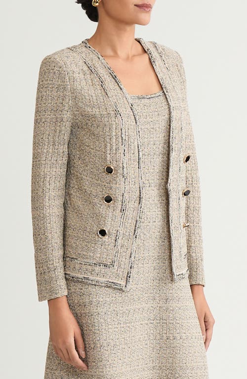Ming Wang Shimmer Tweed Knit Jacket In Multi