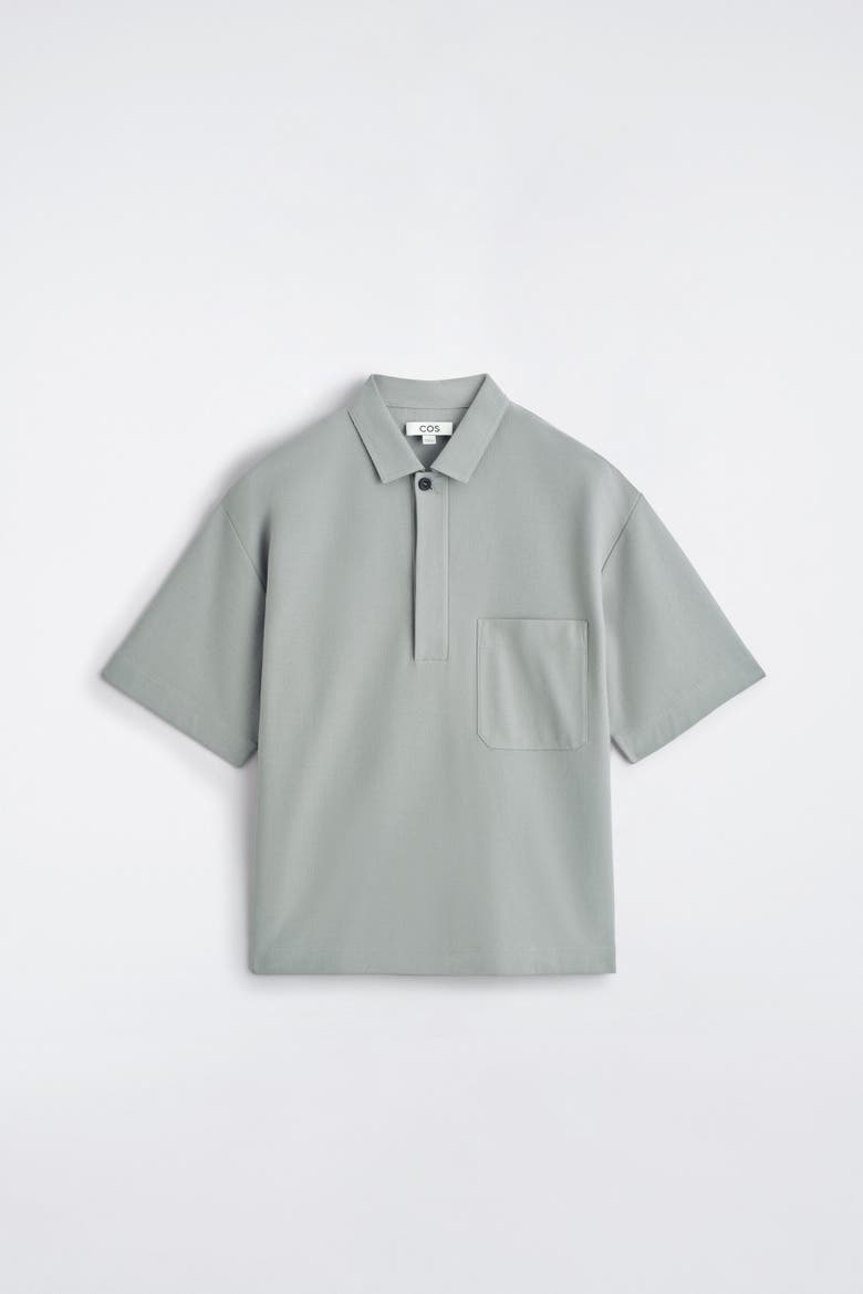 Cotton-piqué Popover Shirt, Alternate, color, GRAY
