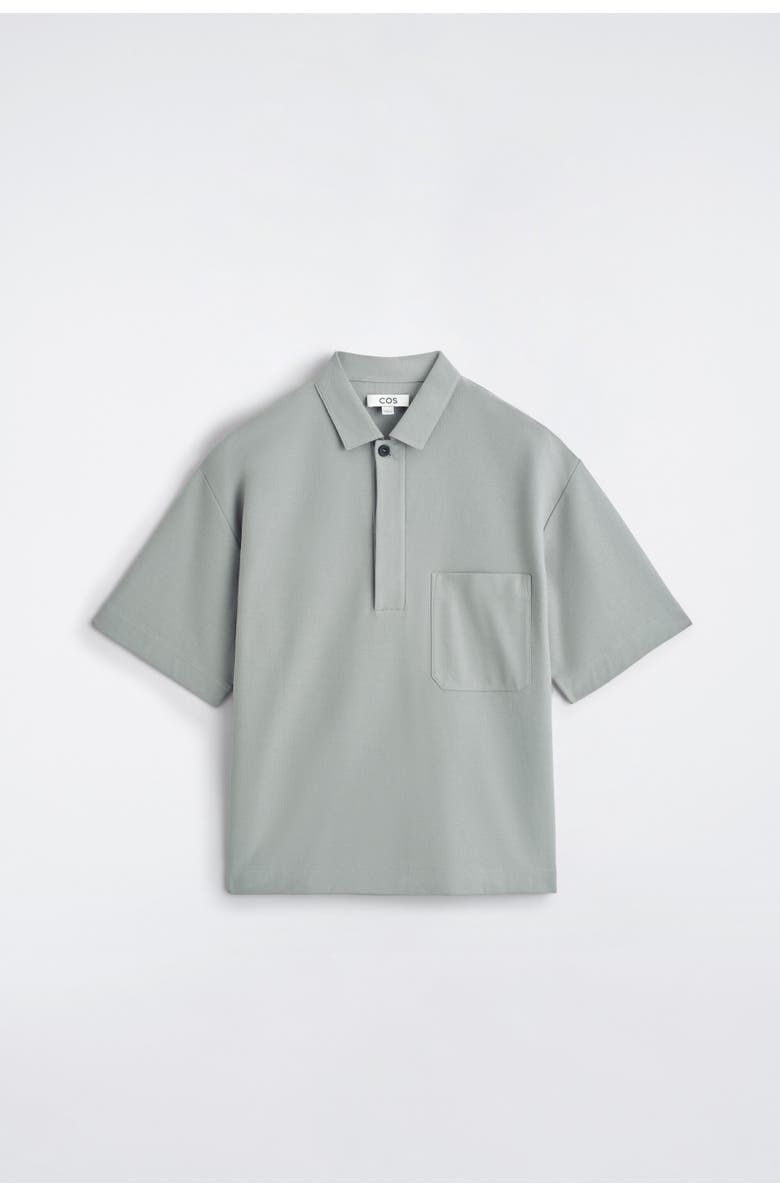 COS Cotton-piqué Popover Shirt, Alternate, color, Gray