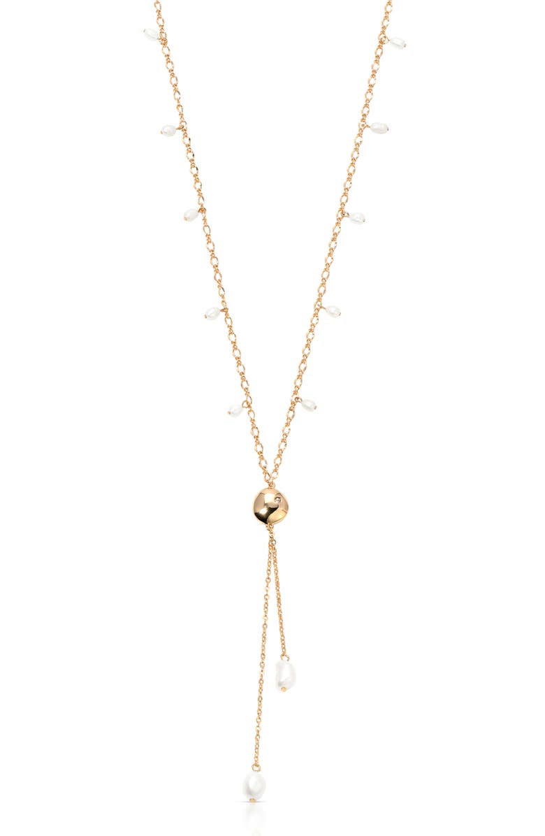 Ettika Freshwater Pearl Station Y-Necklace, Alternate, color, Gold