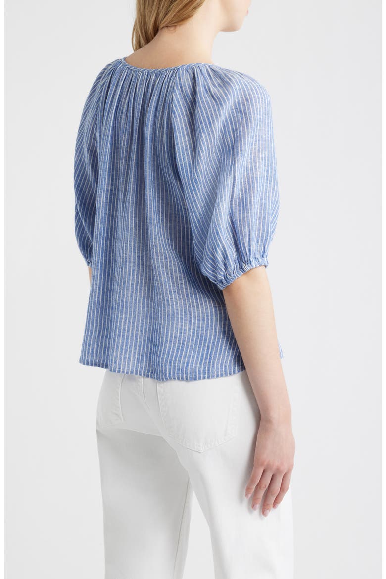 Kirstie Stripe Split Neck Linen Blend Top, Alternate, color, BARLETTA STRIPE