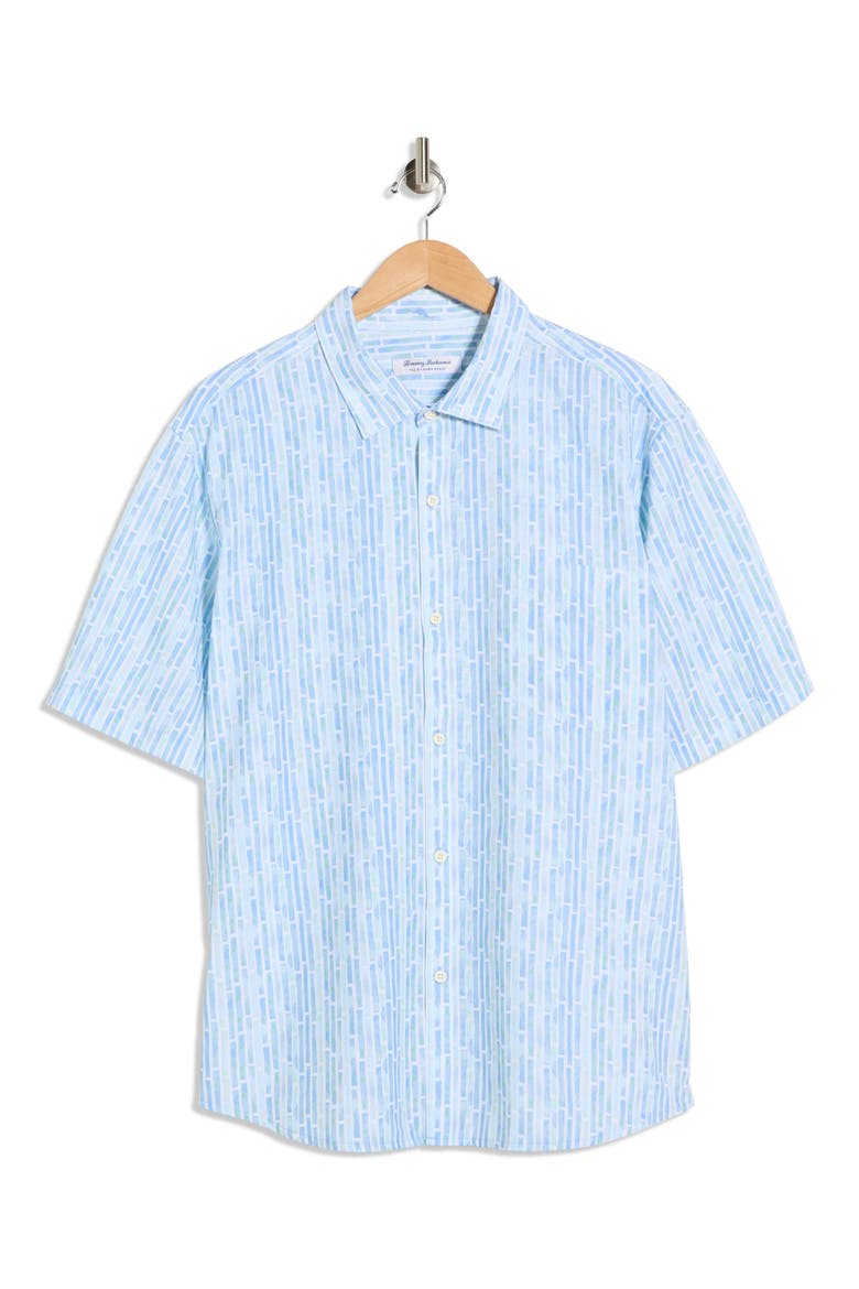 Bahama Coast Termini Tiles Short Sleeve Button-Up Shirt, Main, color, CHAMBRAY BLUE